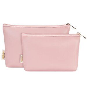 Makeup Bag Small Cosmetic Bag for Purse 2 Pack Small Make Up Pouch Vegan Leather